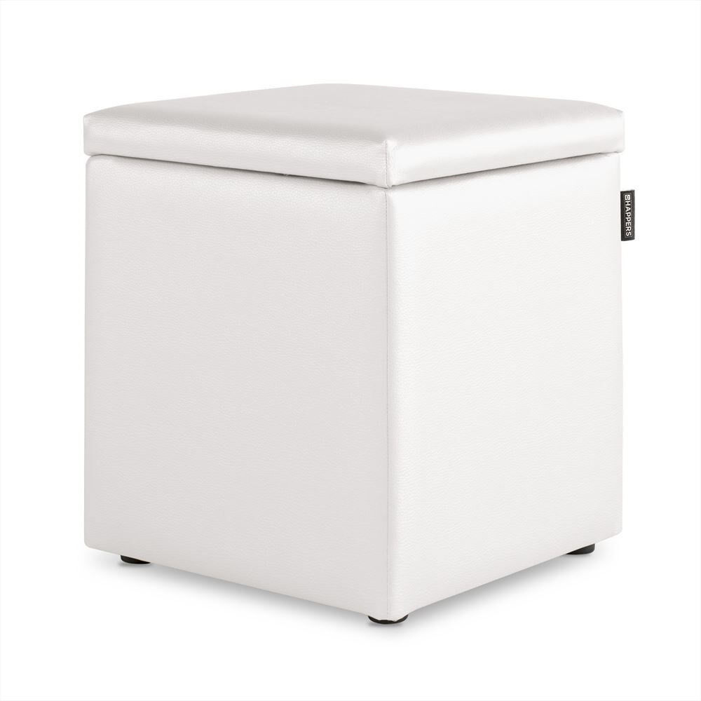 Puff Cube Arcon Leatherette Abafador marinho interno HAPPERS Branco