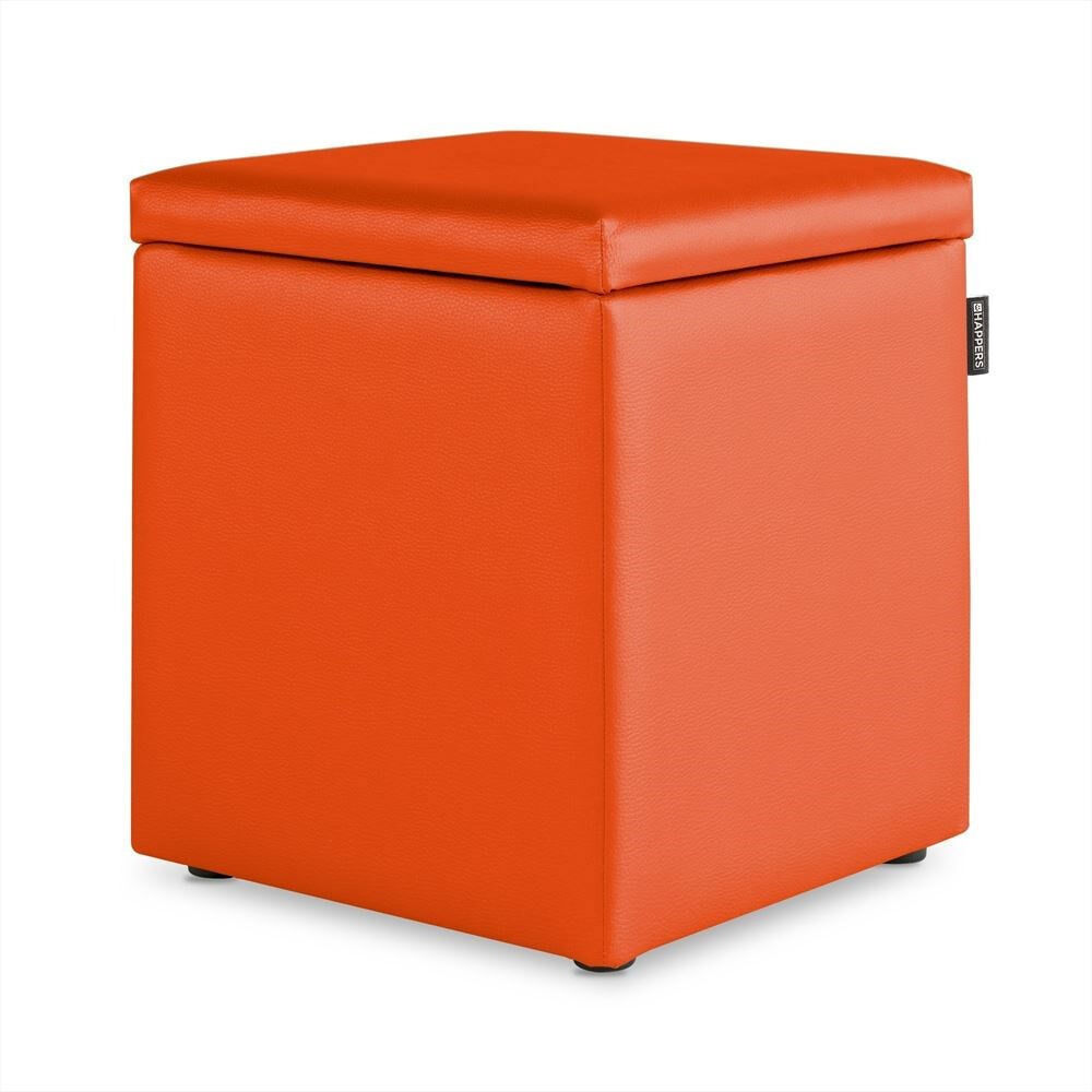 Puff Cube Arcon Leatherette Abafador marinho interno HAPPERS Laranja