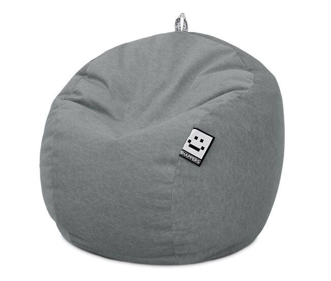 Puff bola aveludado vintage cinza único happers