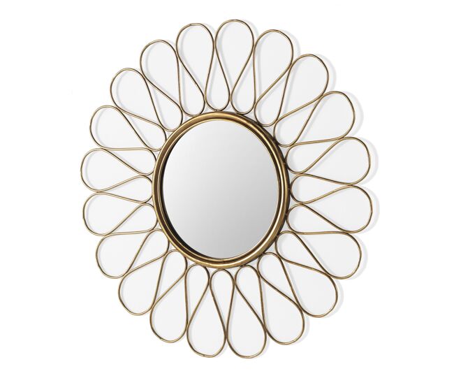 Espejo de pared de metal dorado