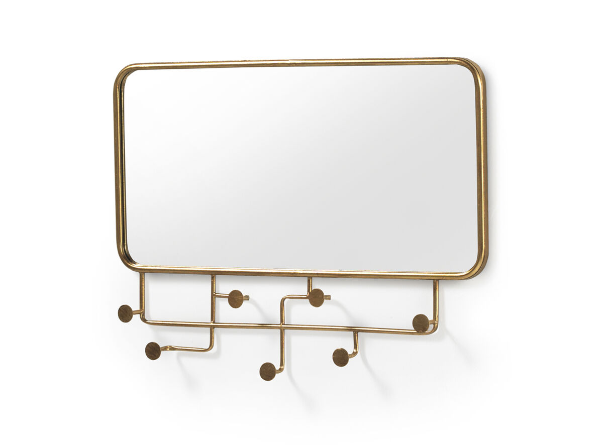 Espejo de pared de metal dorado