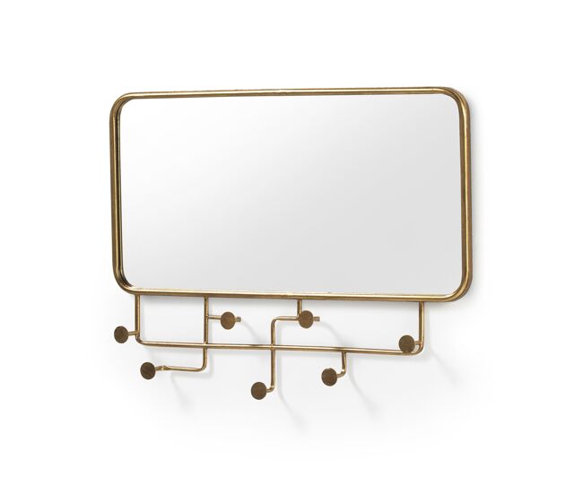 Espejo de pared de metal dorado