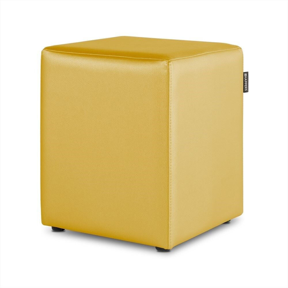 Puff cube leatherette para interior mustard happers pack 2 unidades happers