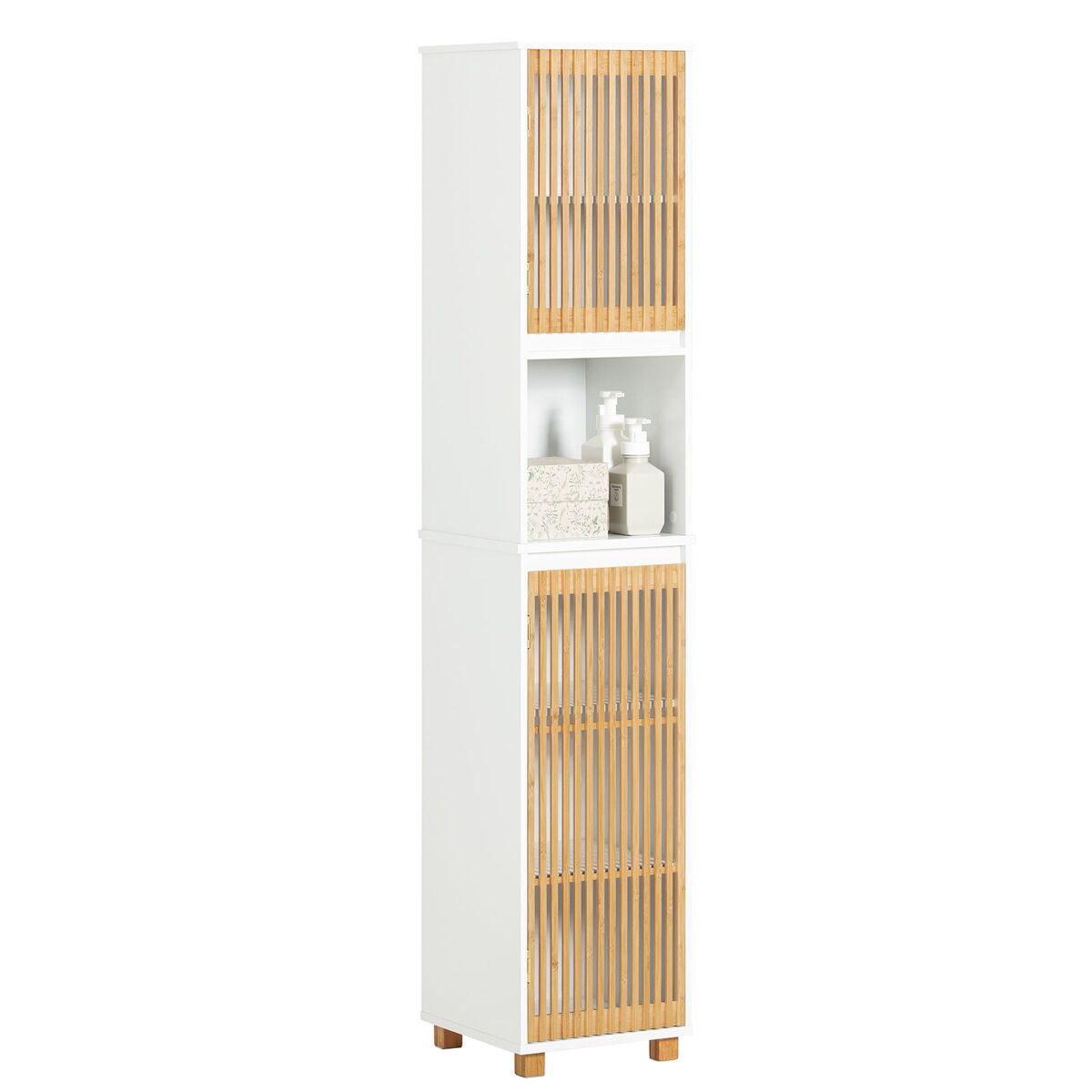 Sobuy Bzr127-W Móvel De Casa De Banho Com 1 Compartimento E 2 Portas Branco