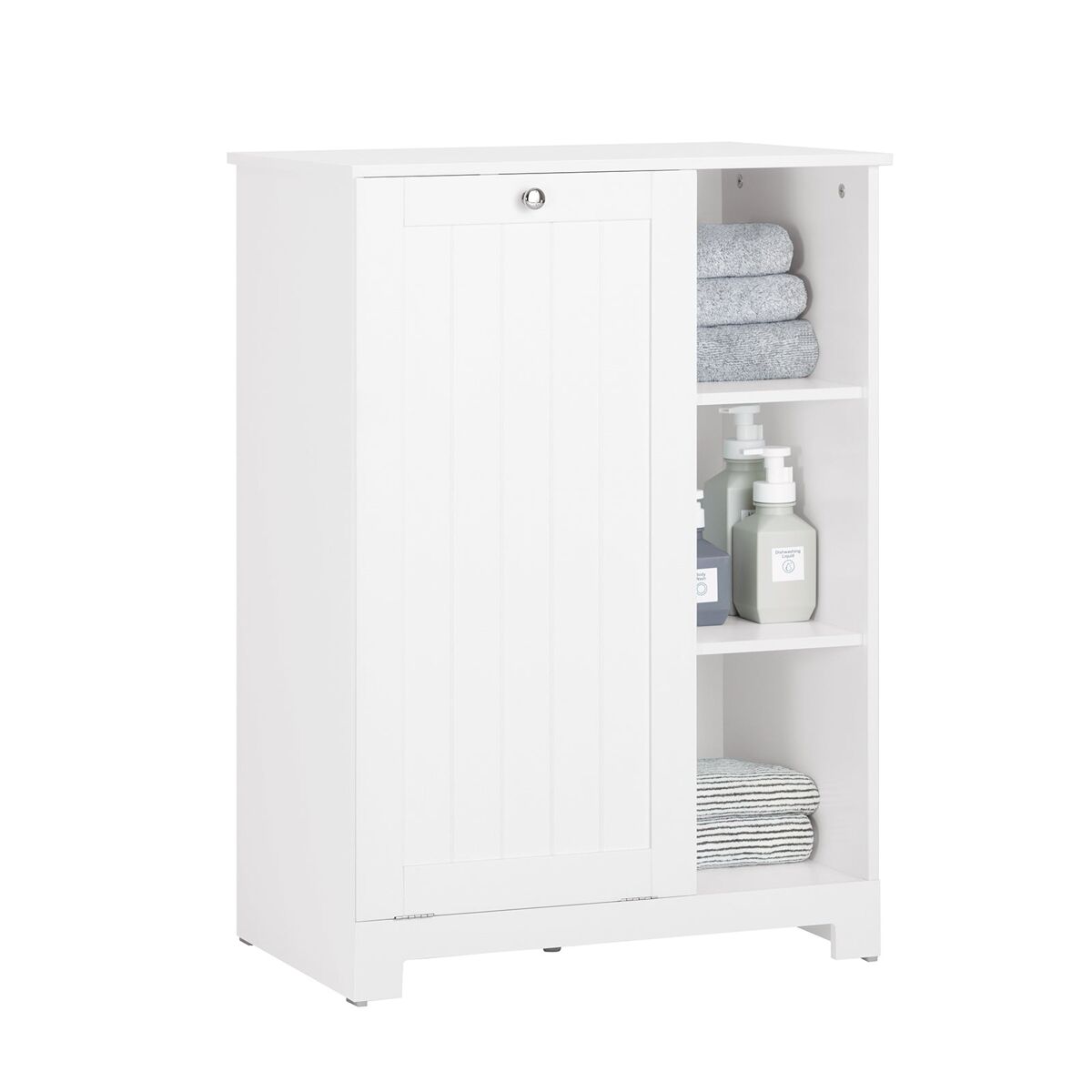 SoBuy Armário de banho com 1 cesto e 3 prateleiras BZR105-W