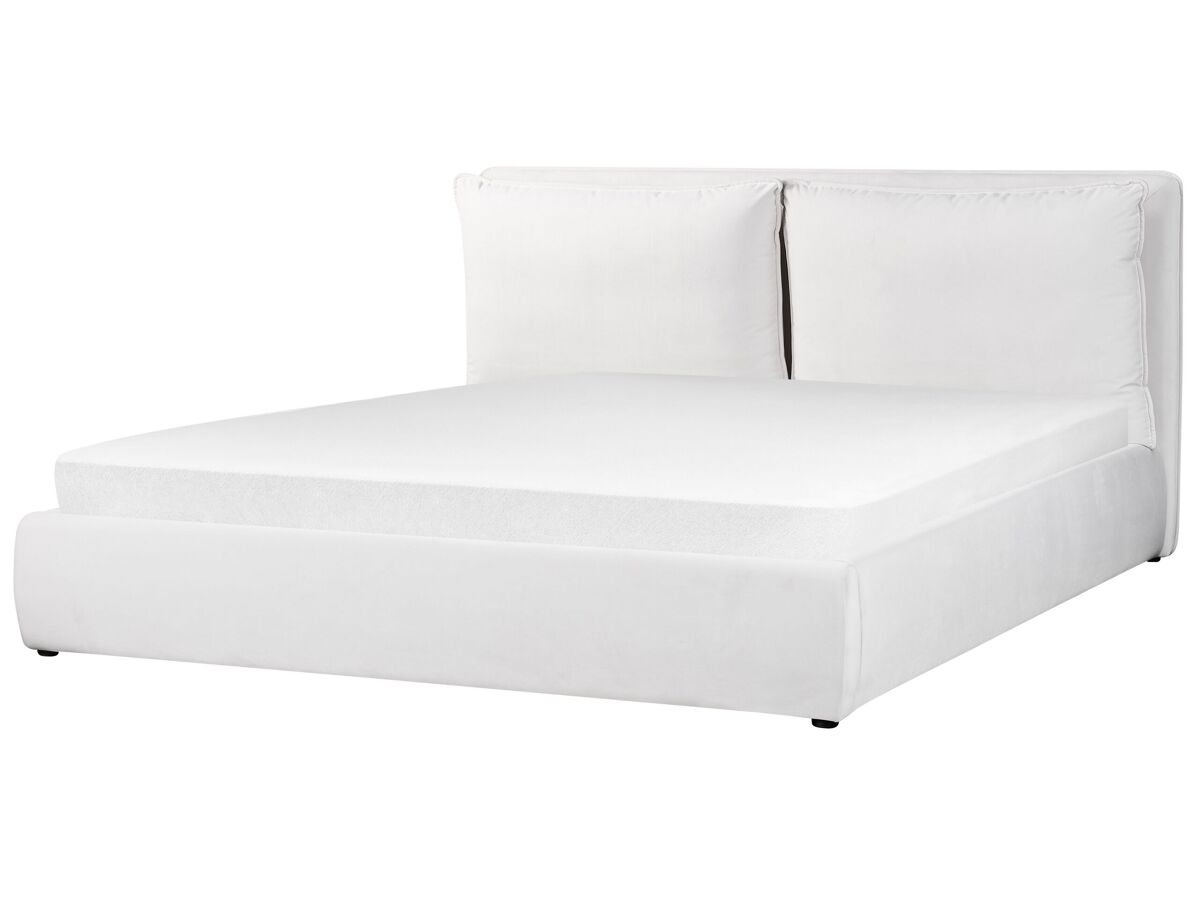 Beliani Cama baú Veludo BAJONNA 204x235 Branco/ Bege