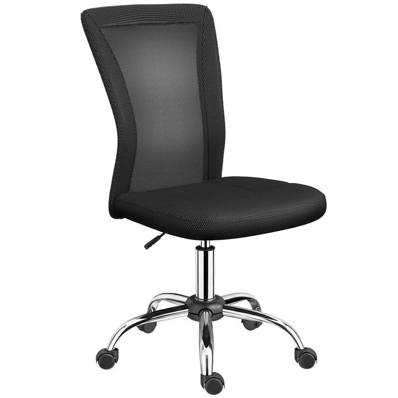 Vinsetto cadeira de escritório de malha cadeira de escritório giratória sem apoio para os braços com altura ajustável carga máxima 100 kg para escritório dormitório 43x58x90-100 cm noir