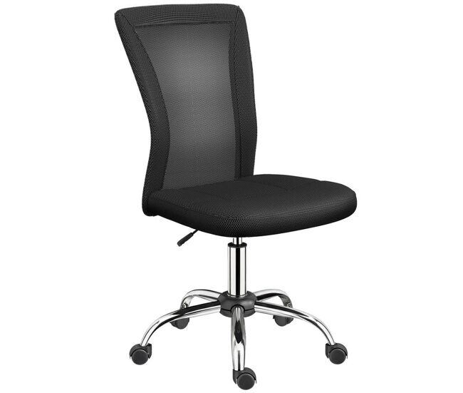 Vinsetto cadeira de escritório de malha cadeira de escritório giratória sem apoio para os braços com altura ajustável carga máxima 100 kg para escritório dormitório 43x58x90-100 cm noir