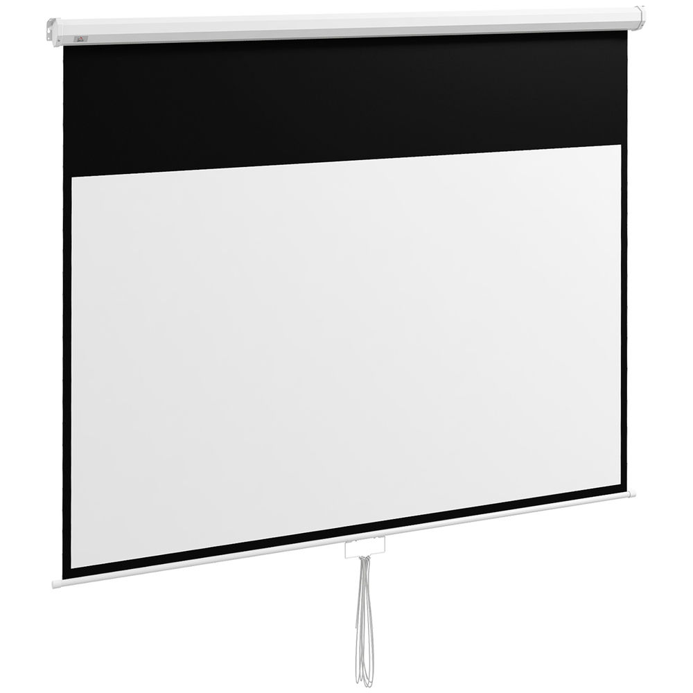 Homcom tela de projeção manual 100 polegadas tela de projeção portátil formato 16:9 com altura ajustável para interior e exterior cinema em casa
