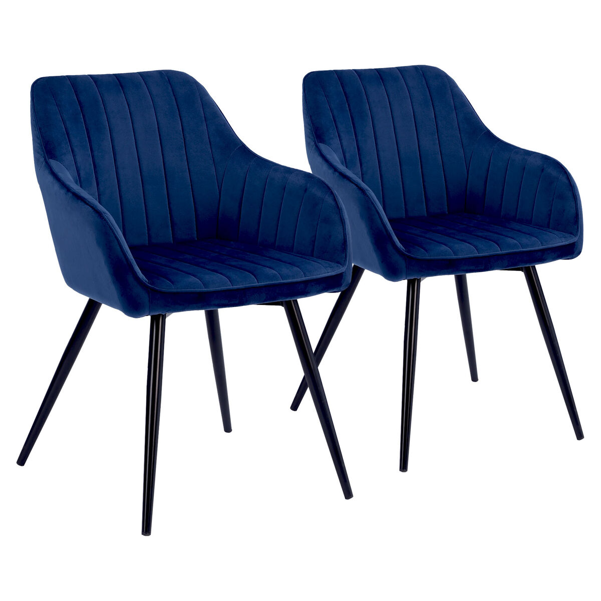 Juego de 2 sillas de terciopelo bleu bertille