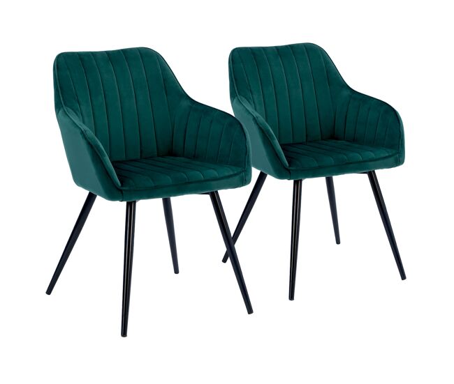 Juego de 2 sillas de terciopelo verde bertille
