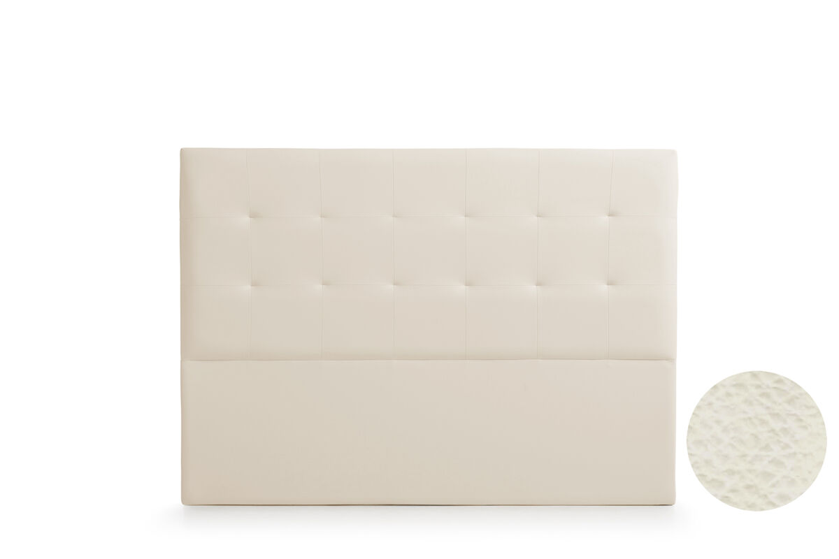 Cabeceira estofada atenea pele sintética 170x120x8 cm - branco escuro - moonia