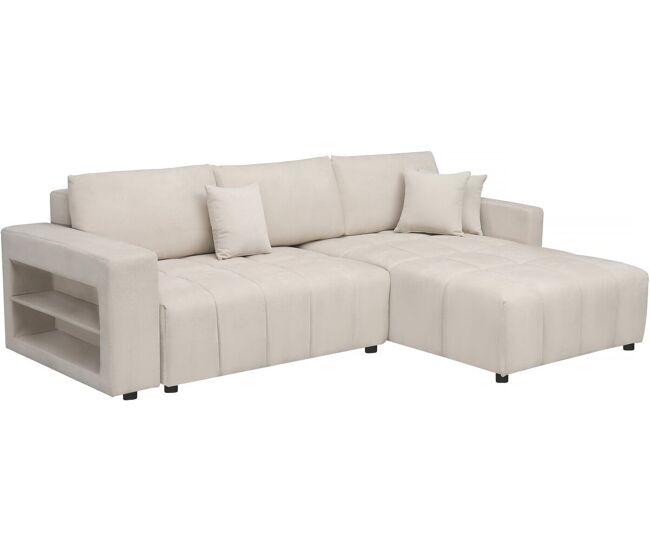 Canapé d'angle convertible tissu chenille 3 places - "Trocadero" - Crème