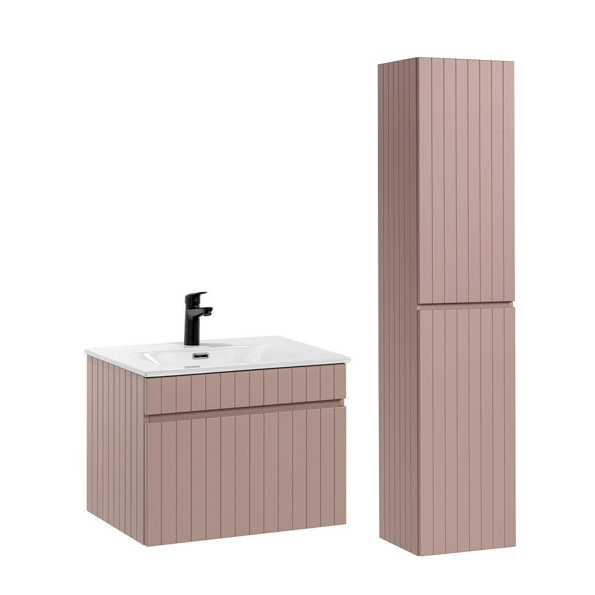 Lavatório individual 60cm e pedestal zelie rosa