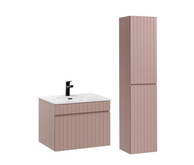 Lavatório individual 60cm e pedestal zelie rosa