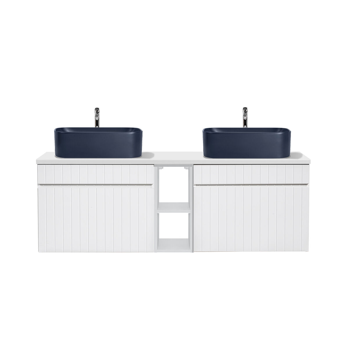 Móvel lavatório duplo 140cm 2 nichos zelie blanc e bleu
