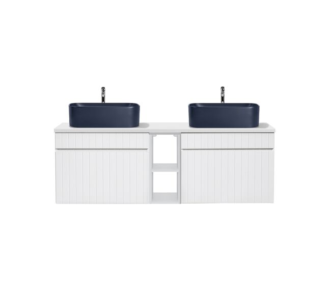 Móvel lavatório duplo 140cm 2 nichos zelie blanc e bleu
