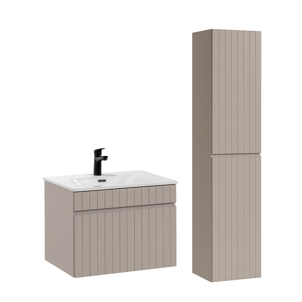 Móvel de toucador individual zelie cachemire com lavatório e pedestal de 60 cm
