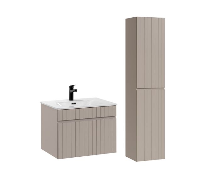 Móvel de toucador individual zelie cachemire com lavatório e pedestal de 60 cm