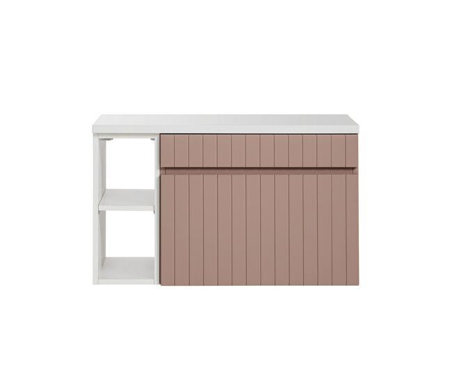 Móvel de toucador 80cm 2 nichos zelie rosa e blanc