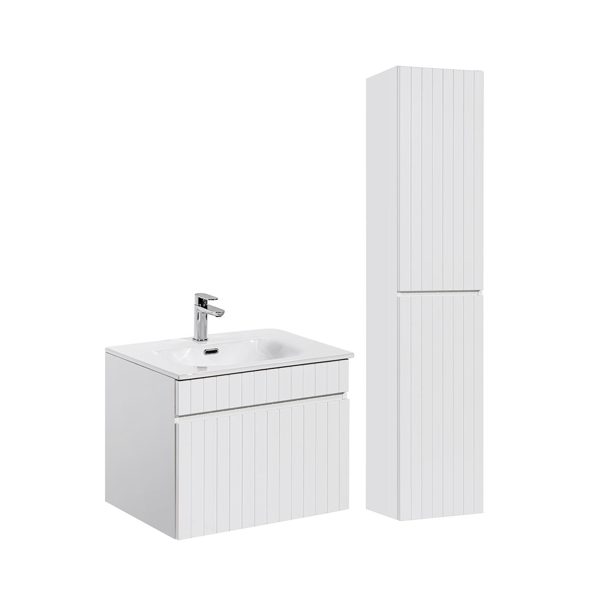 Conjunto móvel lavatório simples 60cm e coluna zelie branco
