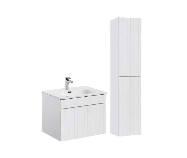 Conjunto móvel lavatório simples 60cm e coluna zelie branco