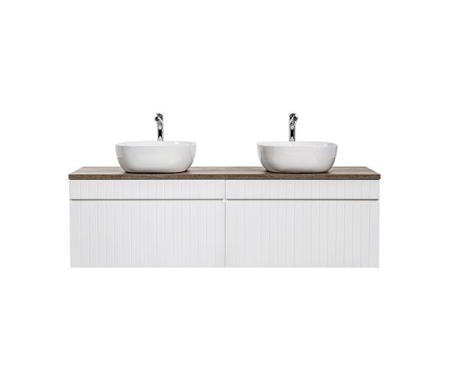 Móvel lavatório duplo zelie 160cm blanc e madeira