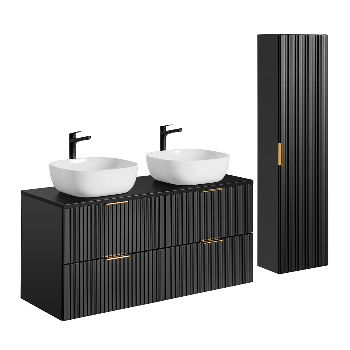 Móvel de lavatório duplo e enceinte de 120cm adriel noir