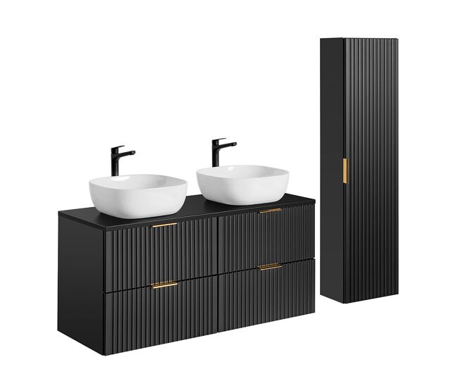 Móvel de lavatório duplo e enceinte de 120cm adriel noir