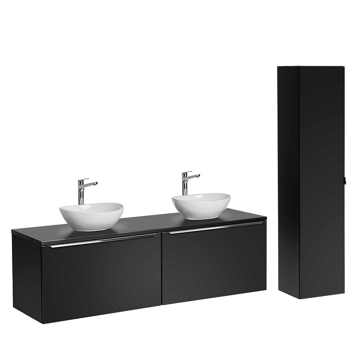 Conjunto móvel lavatório duplo 160cm e enceinte eros noir