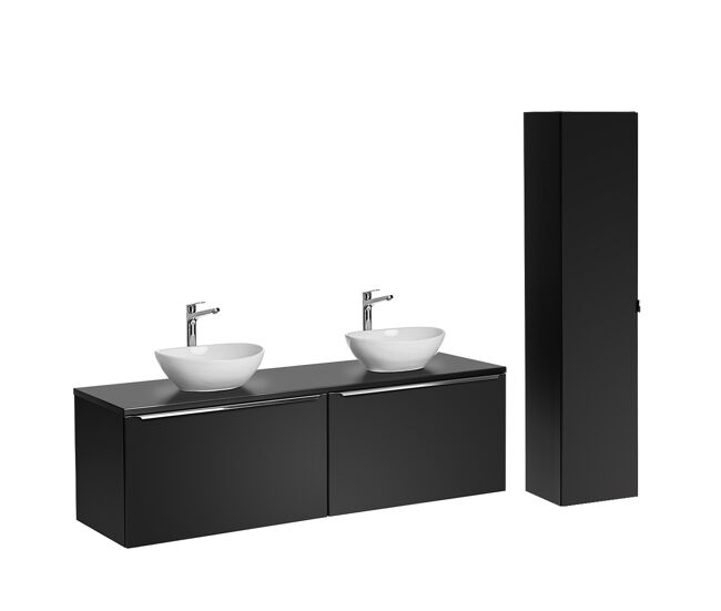 Conjunto móvel lavatório duplo 160cm e enceinte eros noir