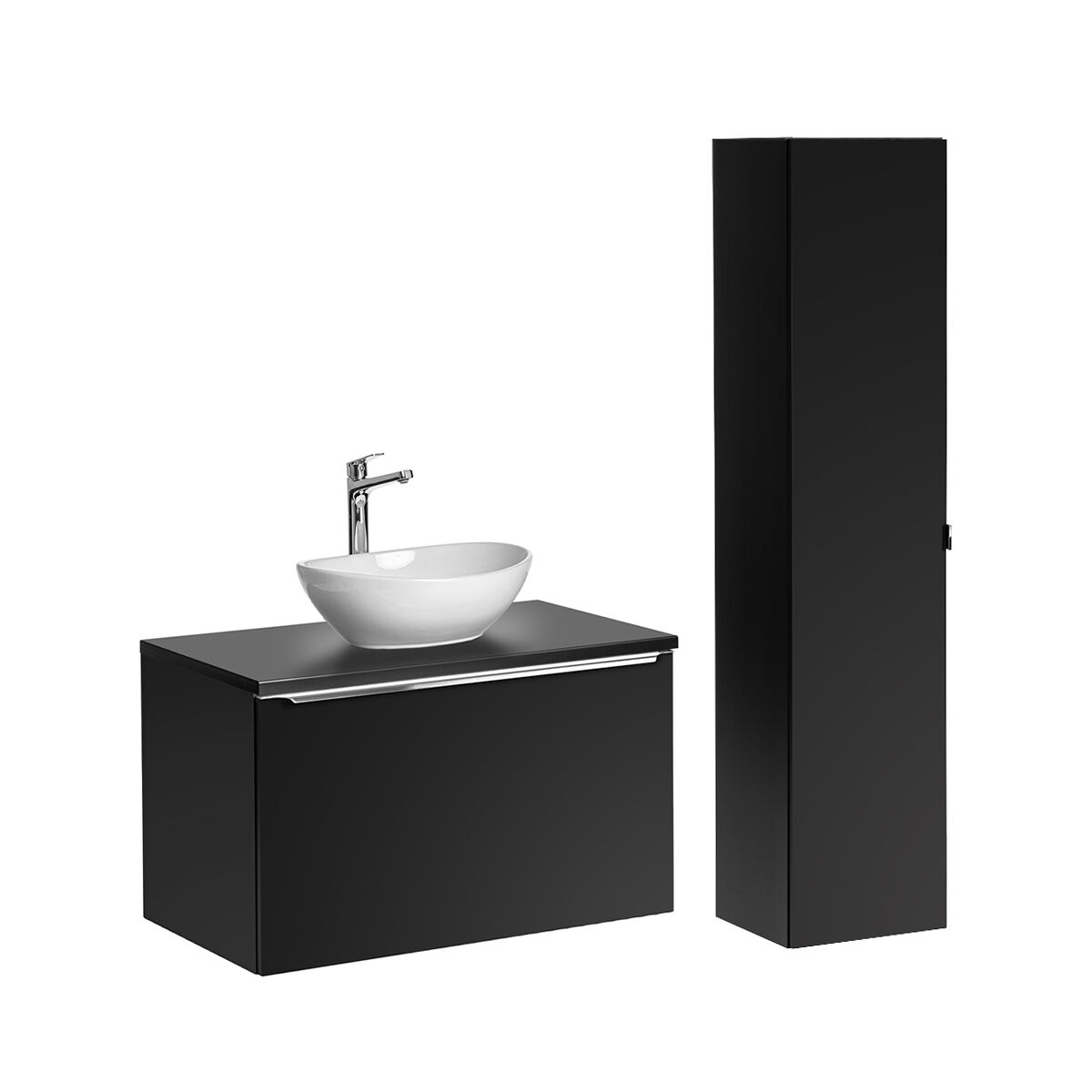 Conjunto móvel lavatório simples 80cm e enceinte eros noir