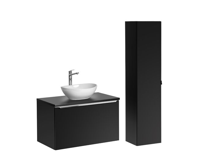 Conjunto móvel lavatório simples 80cm e enceinte eros noir