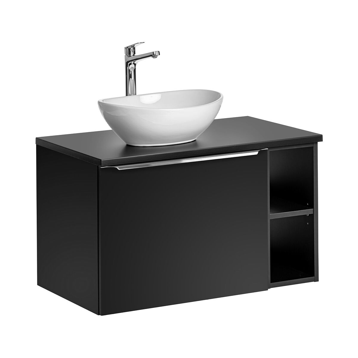 Móvel lavatório simples 80cm 2 nichos eros preto