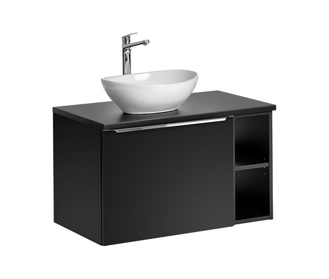 Móvel lavatório simples 80cm 2 nichos eros preto