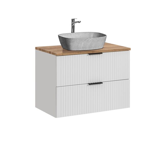 Móvel de lavatório simples com efeito pedra 80cm adriel white