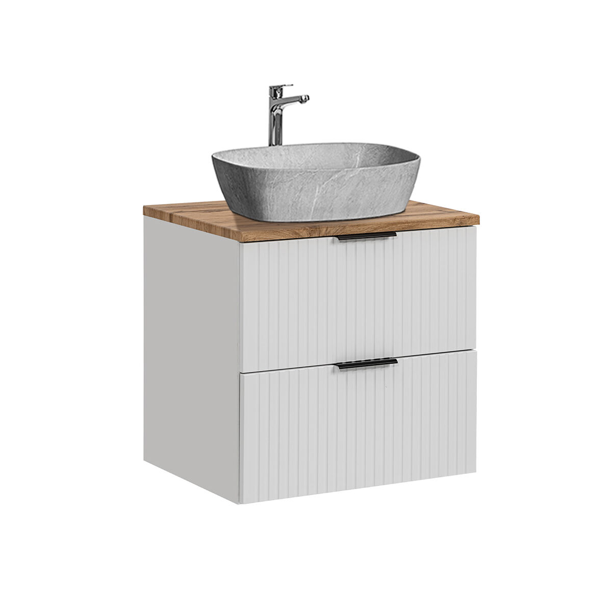 Móvel de lavatório simples com efeito de pedra 60cm adriel white