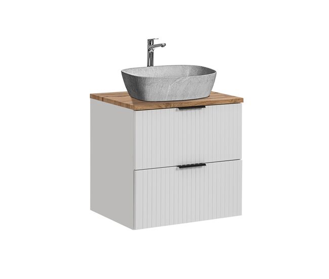 Móvel de lavatório simples com efeito de pedra 60cm adriel white