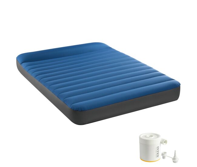 Colchão inflável duplo truaire camping matress c/inflador incluído intex