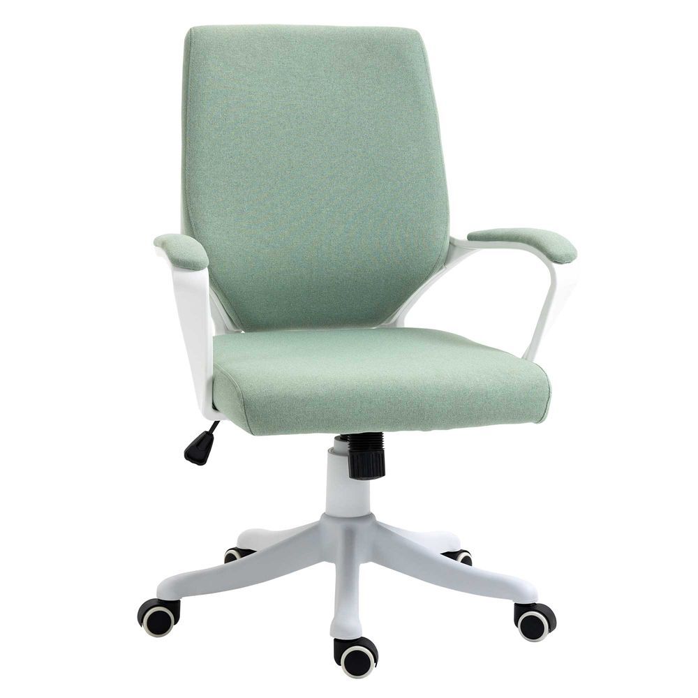 Vinsetto cadeira de escritório giratória cadeira de escritório ergonómica com altura ajustável apoio para os braços acolchoado e suporte lombar carga máxima 120 kg 62x69x92-100 cm verde