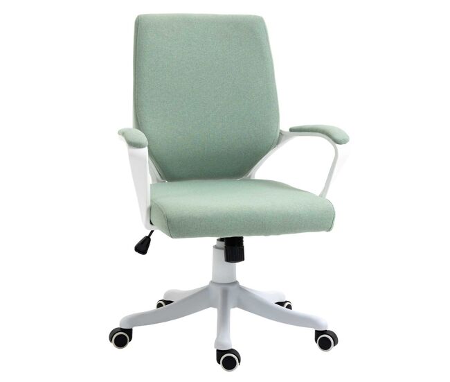 Vinsetto cadeira de escritório giratória cadeira de escritório ergonómica com altura ajustável apoio para os braços acolchoado e suporte lombar carga máxima 120 kg 62x69x92-100 cm verde