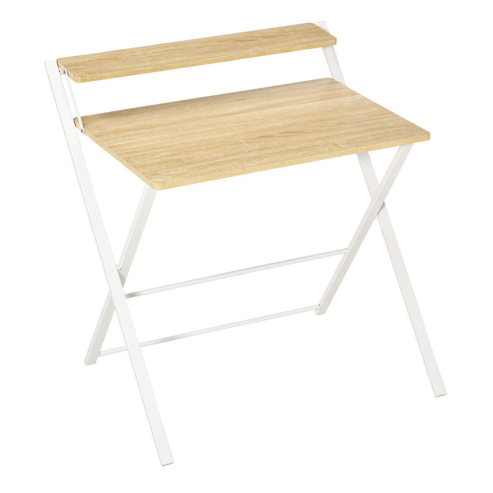 Homcom secretária dobrável mesa de estúdio com prateleira superior estilo moderno para sala de estar escritório dormitório 81,5x70x84 cm madeira e