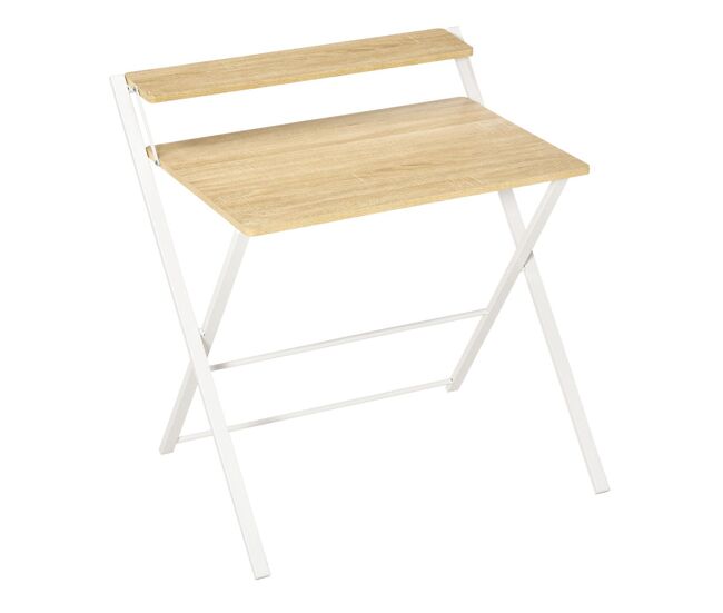 Homcom secretária dobrável mesa de estúdio com prateleira superior estilo moderno para sala de estar escritório dormitório 81,5x70x84 cm madeira e