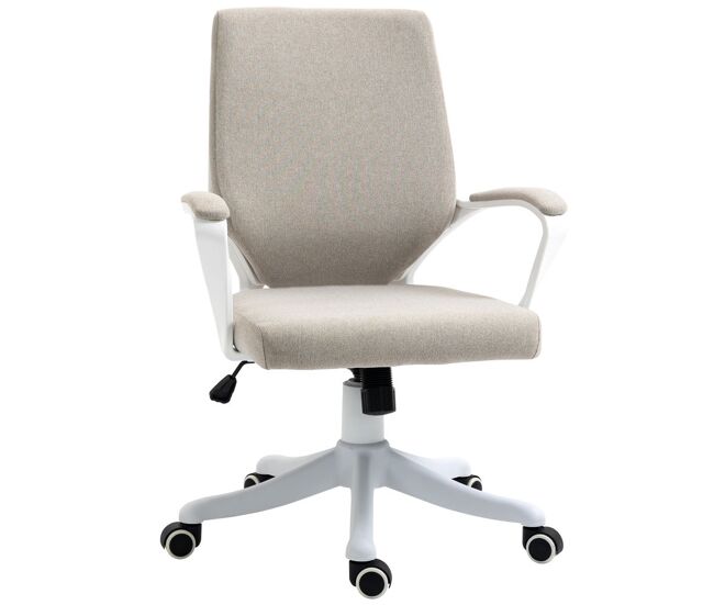 Vinsetto cadeira de escritório giratória cadeira de escritório ergonómica com altura ajustável apoio para os braços acolchoado e suporte lombar carga máxima 120 kg 62x69x92-100 cm bege