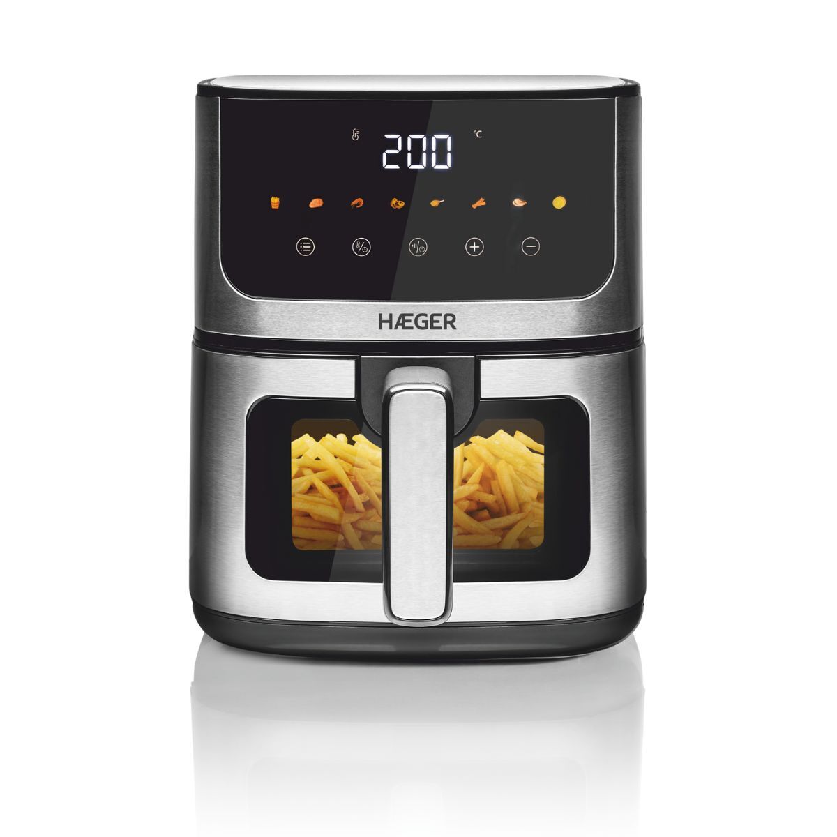 Fritadeira sem óleo digital haeger magic window - 4.7 l, 8 programas, ecrã digital,1200w