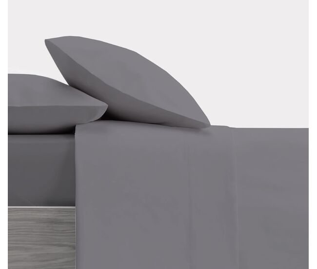 Conjunto de lençóis de design cinza liso para cama de 180 cm donegal collections