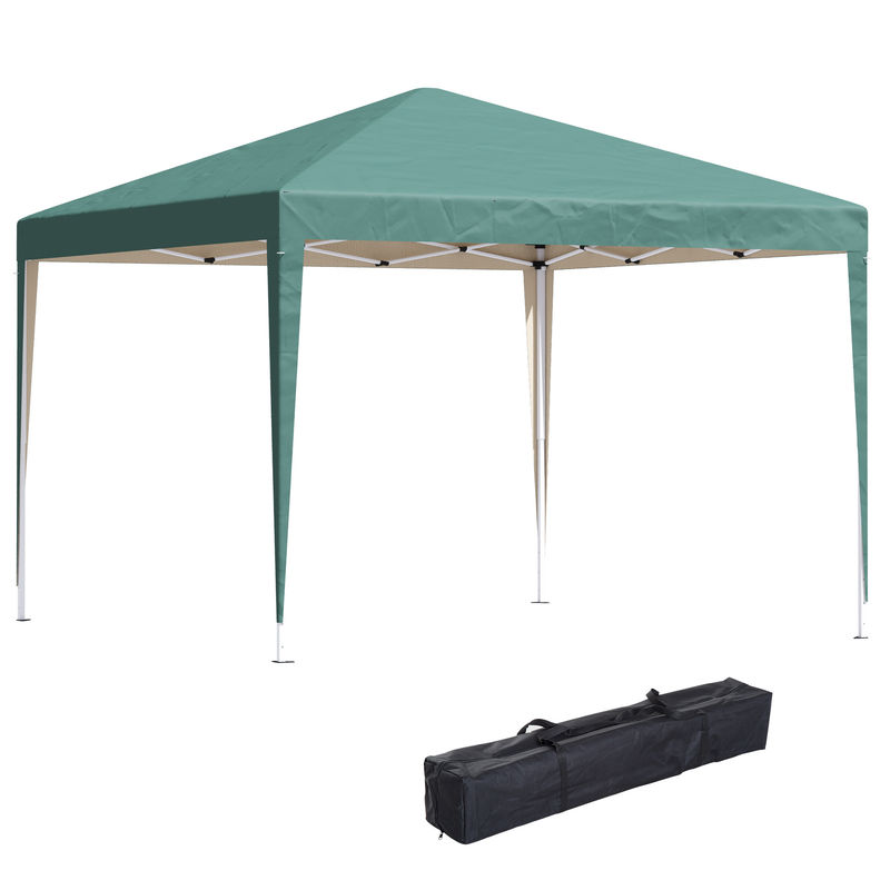 Outsunny tenda dobrável 295x295x255 cm com bolsa de transporte altura ajustável anti-uv e impermeável para terraço pátio e praia verde