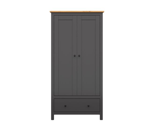 Roupeiro duck 2 portas 1 gaveta cinzento antracite e madeira