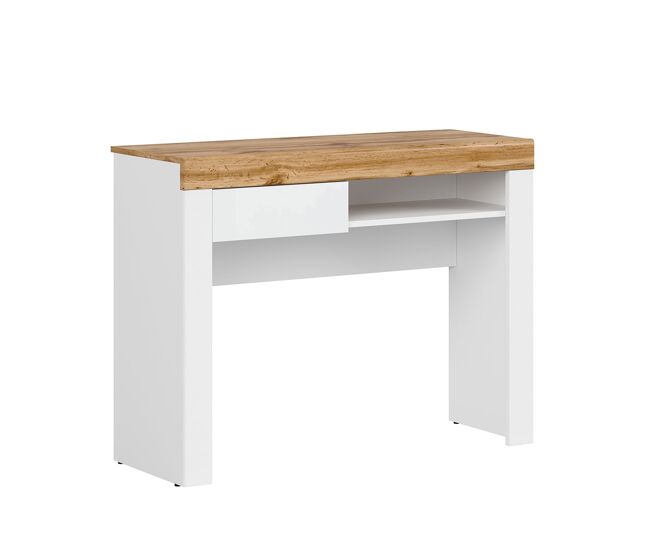 Consola de secretária de 1 gaveta hella branco e madeira