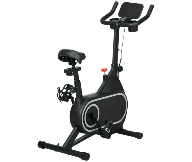 Sportnow bicicleta estática com ecrã lcd assento e guiador ajustáveis volante 4 kg e porta garrafa 93x48,5x102-112 cm noir